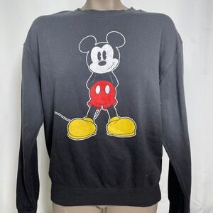 Disney Mickey Mouse Ombre Grey Black Long Sleeve Sweatshirt Women's MEDIUM